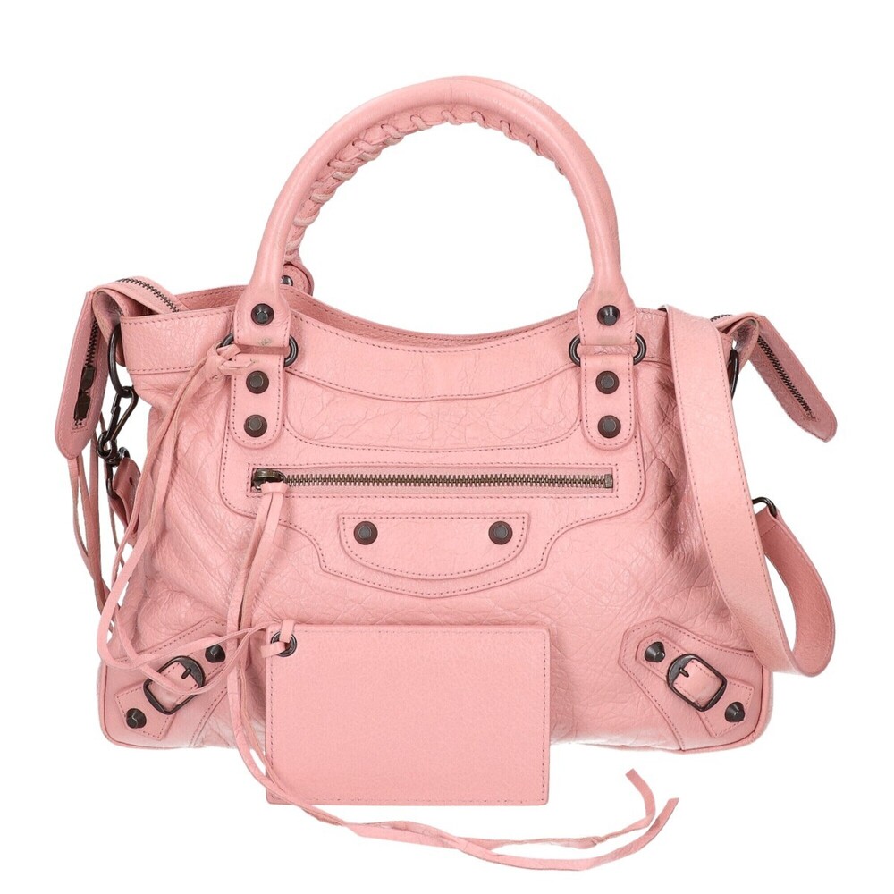 BALENCIAGA 240579 The Town Arena Lambskin 2-Way Shoulder Bag/Handbag Pink Wom...